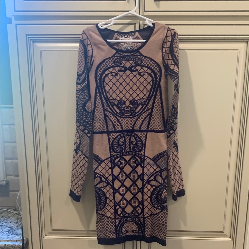 Tan and Blue Intimately Long Sleeve Dress
